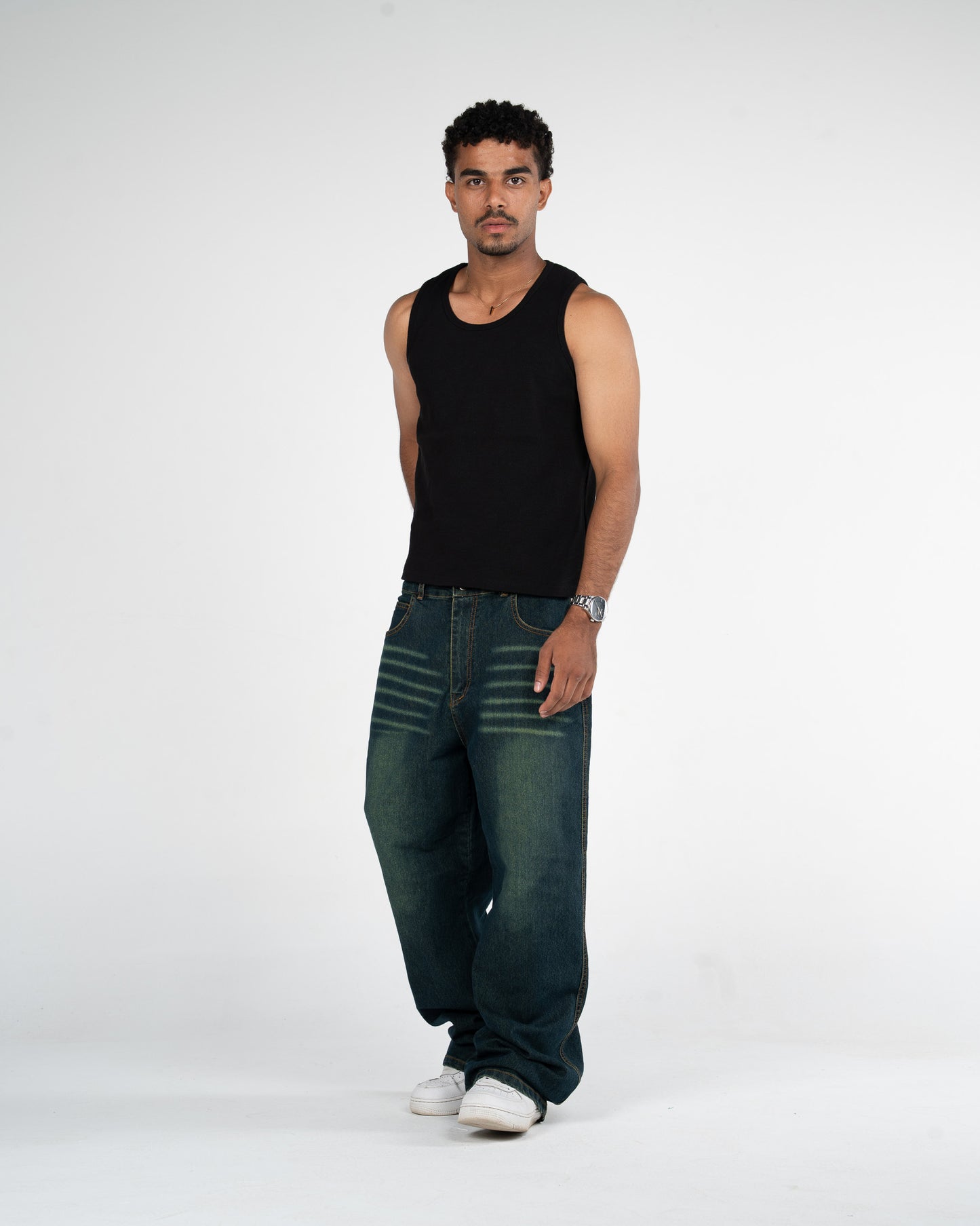DENIM navy Blue with Green Undertones