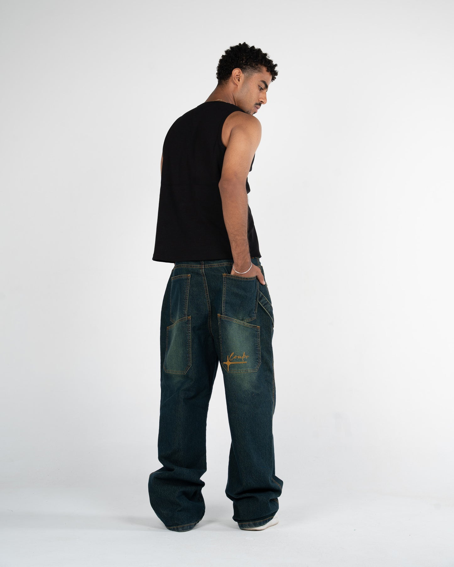 DENIM navy Blue with Green Undertones