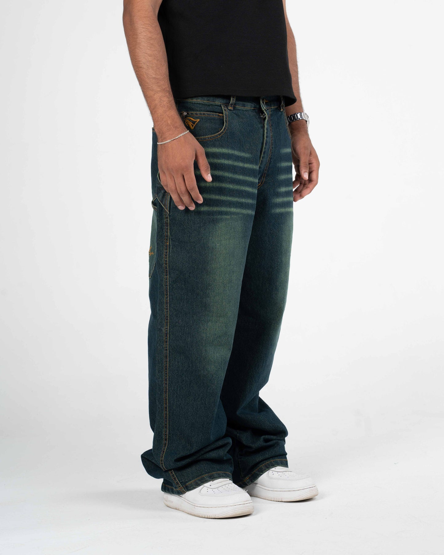 DENIM navy Blue with Green Undertones