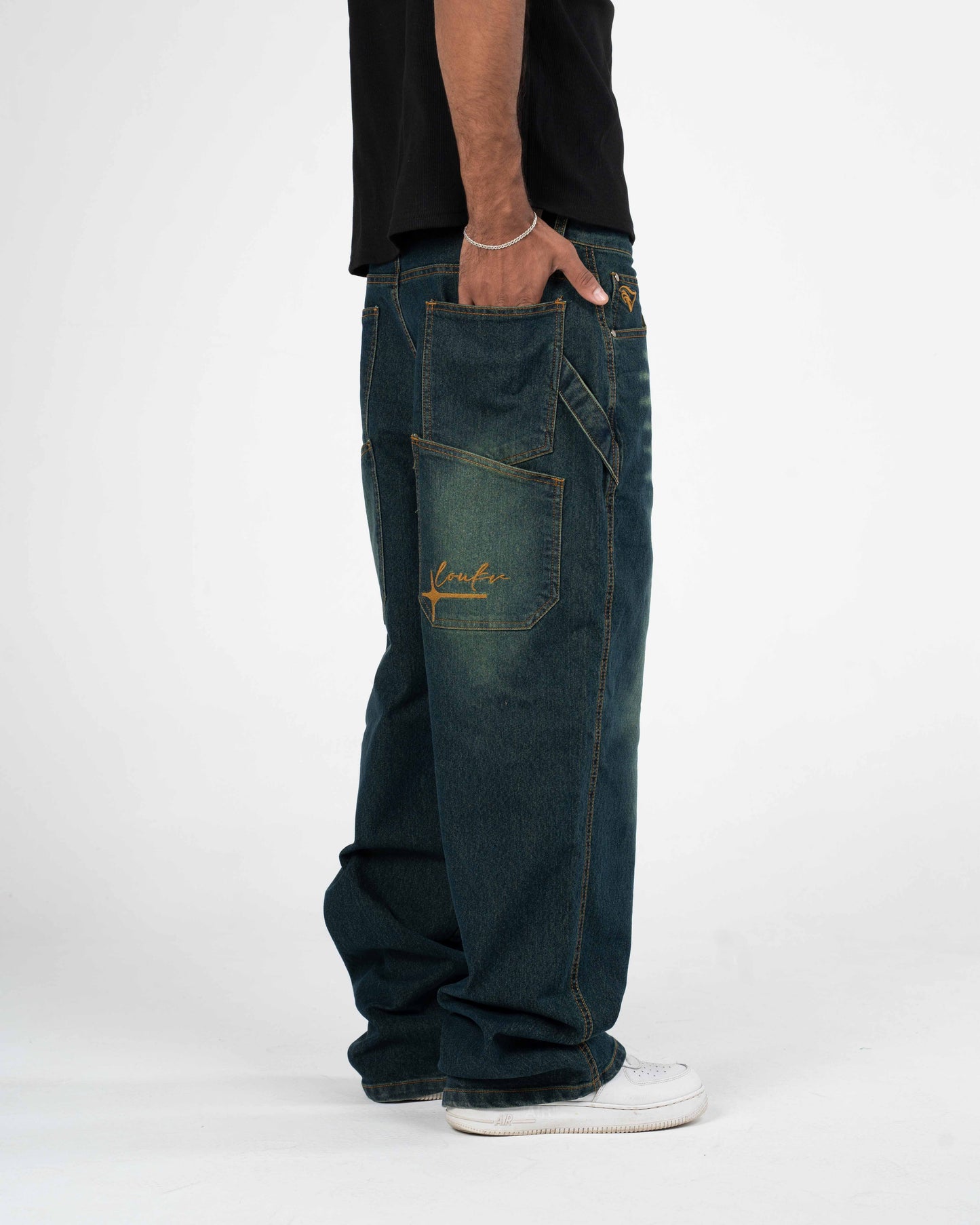 DENIM navy Blue with Green Undertones