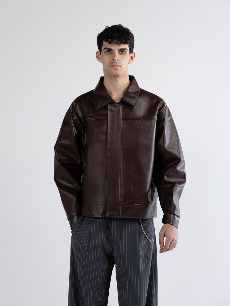Jacket leather burgundy