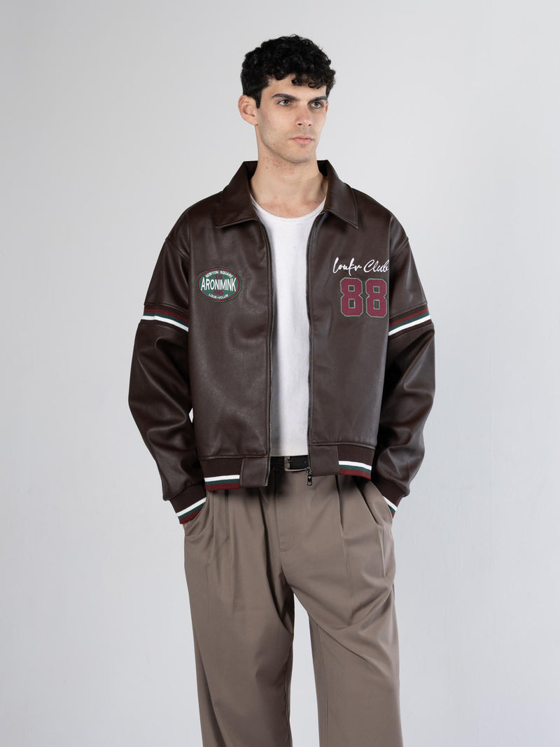 Jacket leather club-brown