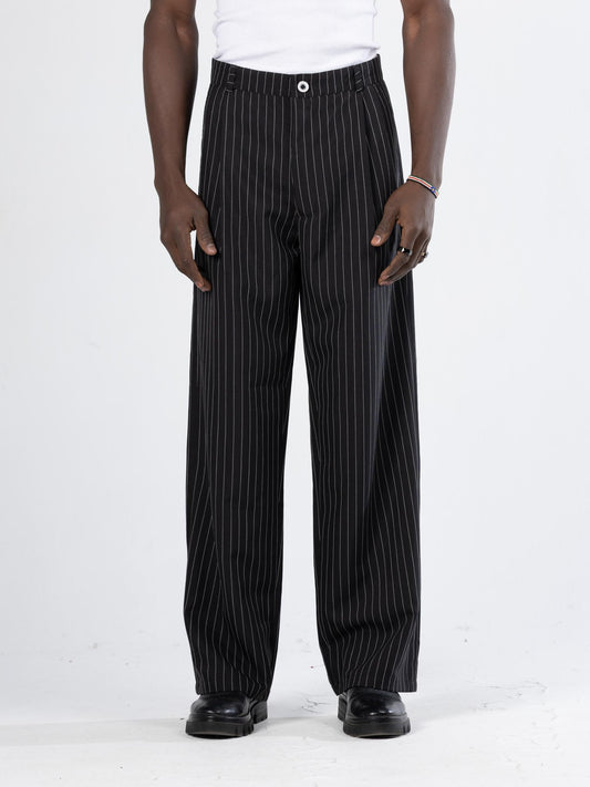 stripped Chino -black