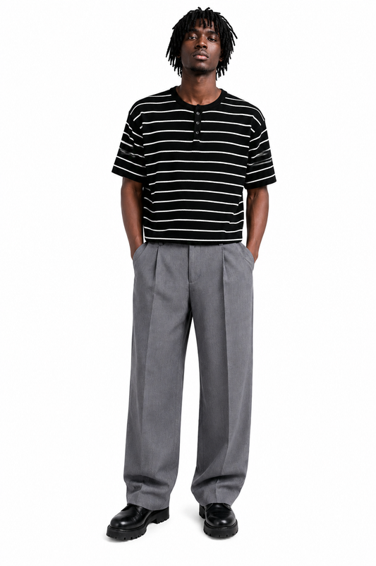 Striped Knit Henley T-shirt