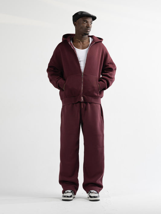 zip up Suit -burgundy